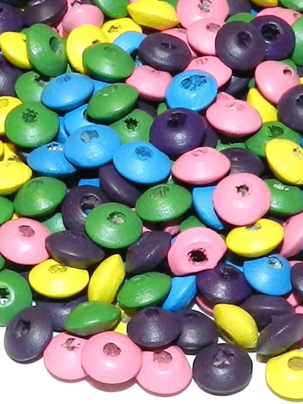 WX253 Blue Green Pink Purple Yellow 8mm Rondelle Saucer Wood Bead Mix 90gm